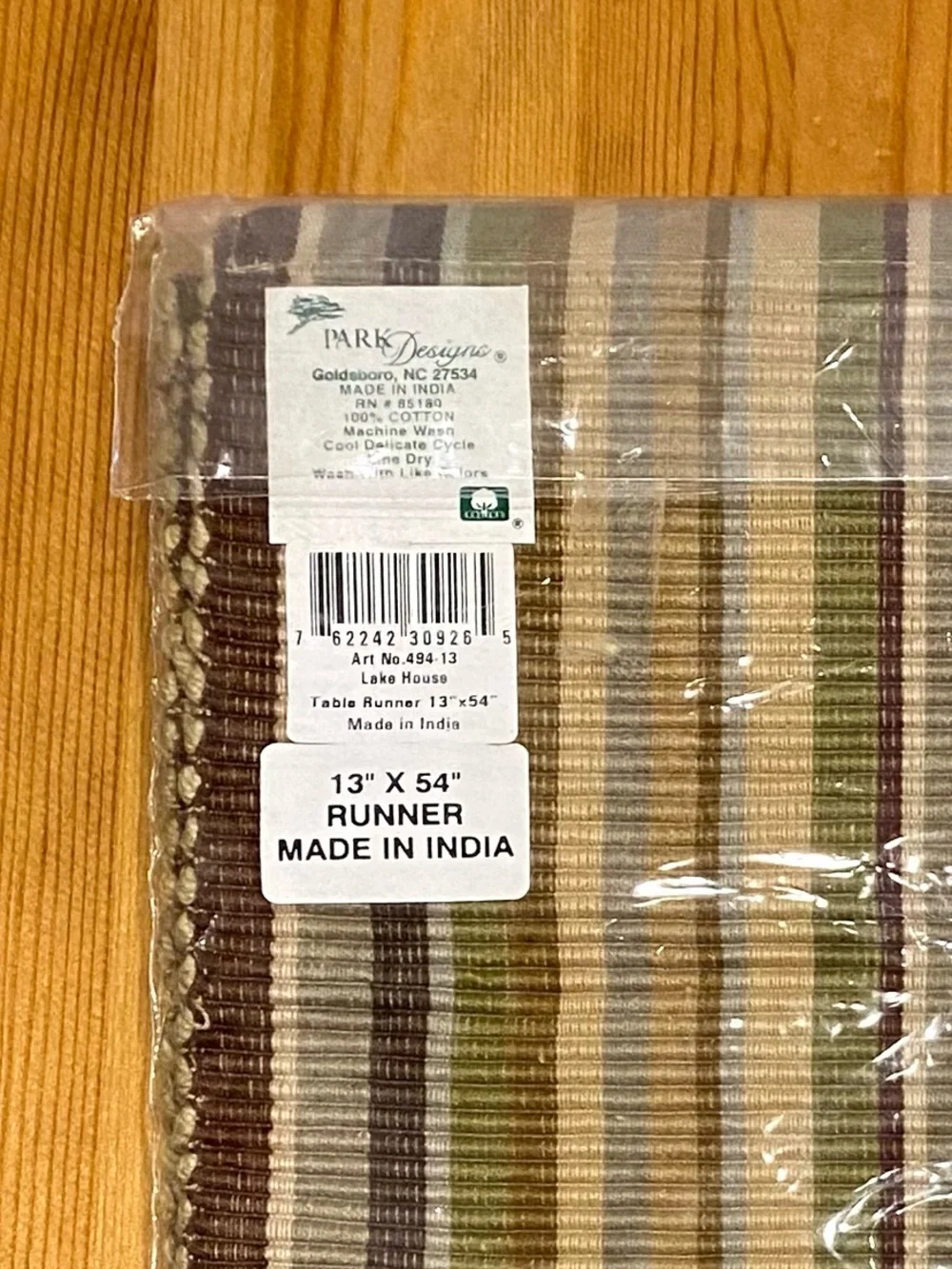 New Park Designs Striped Woven Table Runner Lake House Color Way MCM Earth Tones